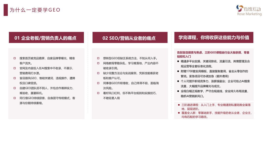 GEO基础精进实战课，零基础入局搜索流量新赛道